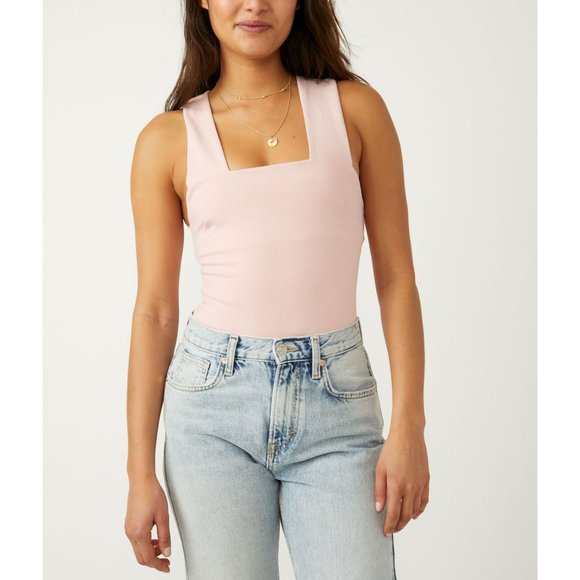 Free People Tops - 🎉LAST CHANCE🎉 FREE PEOPLE She's So Sleek Bodysuit / Silver Pink